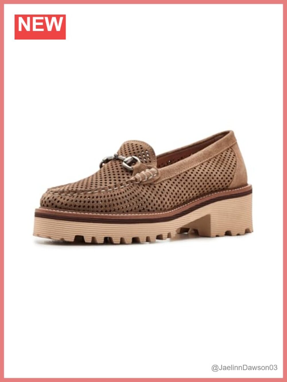 Perforated Suede Bit Loafer with Lug Sole, Cushioned